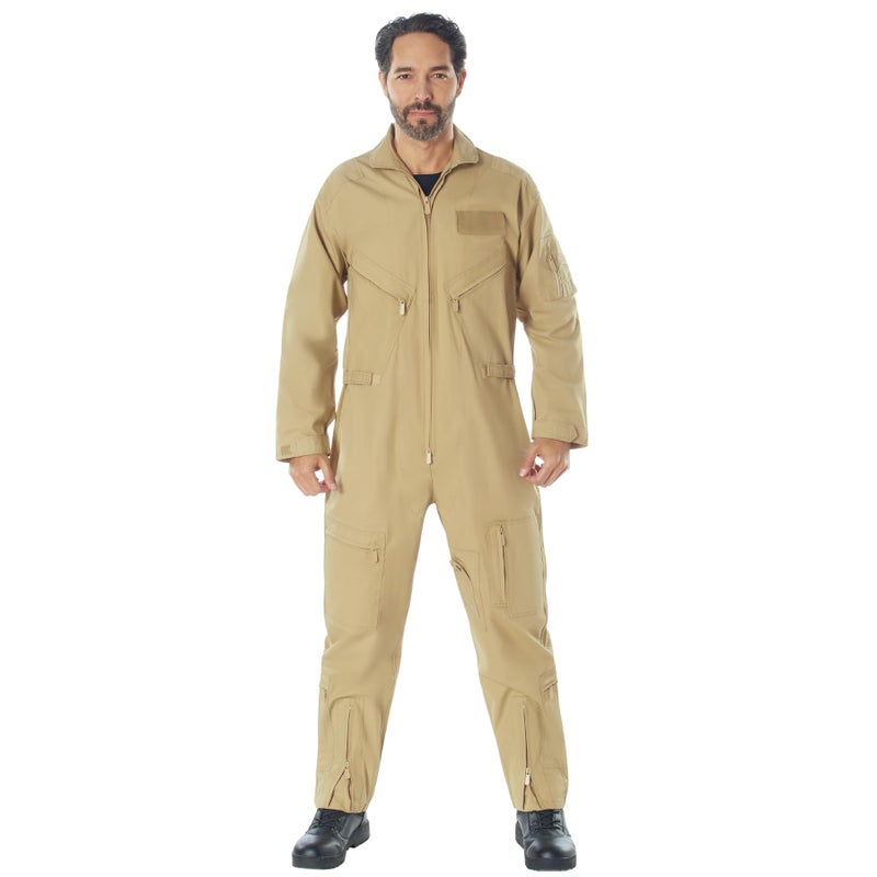 Rothco Flightsuit â€“ Mens Pilot Coveralls â€“ Costume Cosplay Jumpsuit, Khaki - M - Image 1